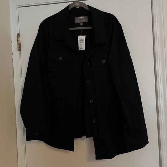 Torrid Size 4x Black Peplum Utility Jacket with Buttons - Picture 5 of 8